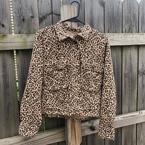 ae leopard print button-up jacket